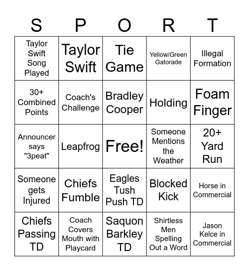 SUPER BOWL LIX BINGO Card