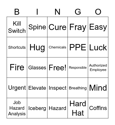Safety BINGO Card