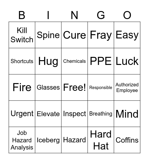 Safety BINGO Card