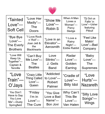 LOVE IN THE TITLE Bingo Card