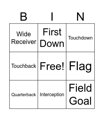 Football Bingo Card