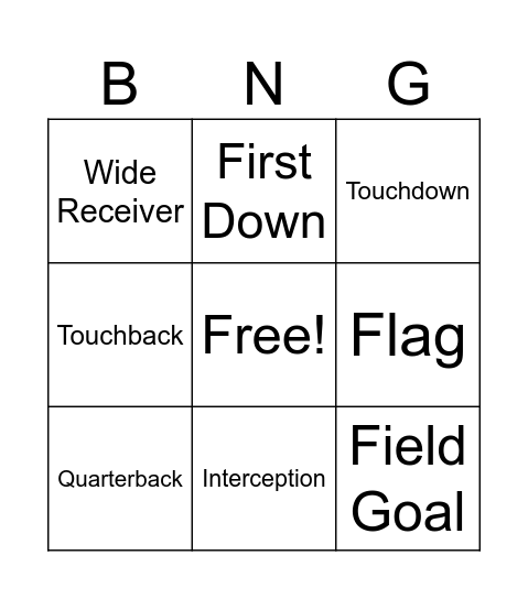 Football Bingo Card