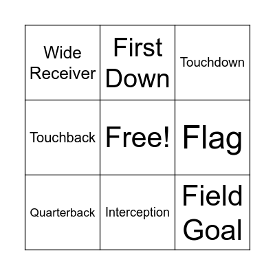 Football Bingo Card