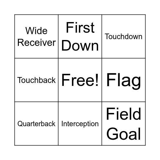 Football Bingo Card