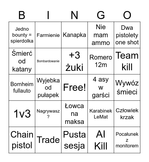 HUNT BINGO Card