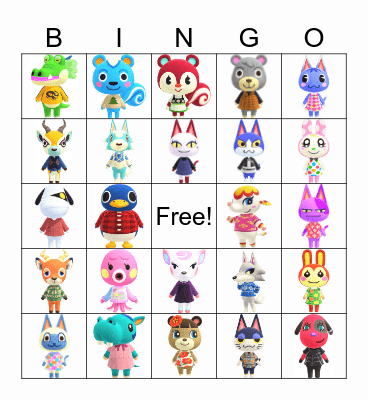 Animal Crossing Bingo Card