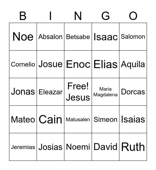 Personajes de la Biblia Bingo Card
