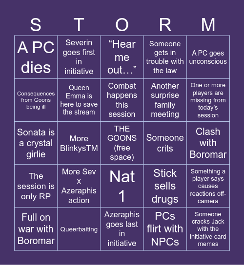 Eberron: City of Towers - Episode 35 Bingo Card
