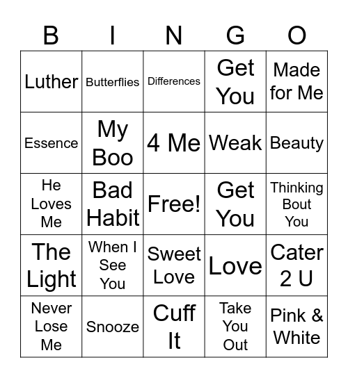 Valentine's Day Music Bingo Card