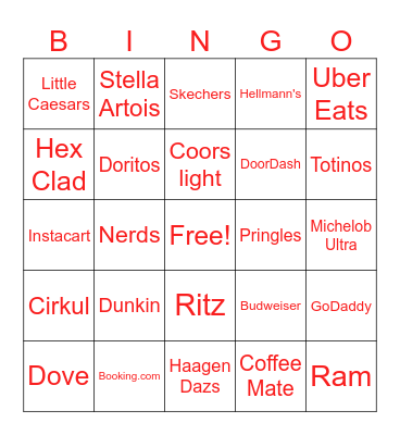 Super Bowl Bingo Card