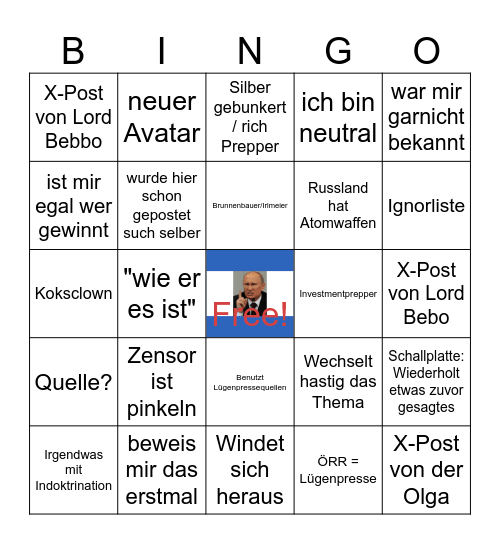 Prepper Bullshitbingo '25 Februar Bingo Card