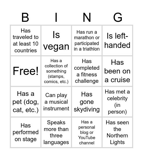 Bingo! Bingo Card