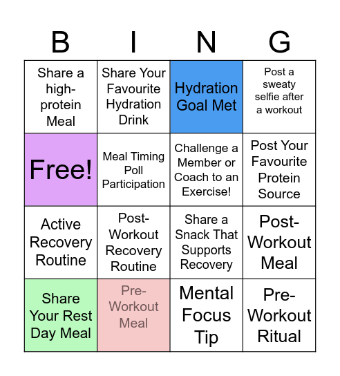 F45 Regent Park Challenge BINGO Card