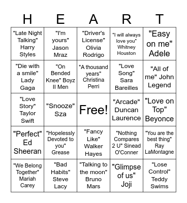 Valentine's Bingo Card