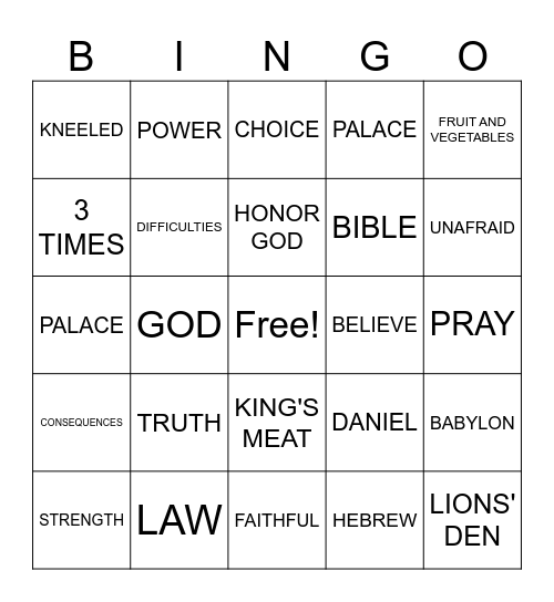 DANIEL Bingo Card
