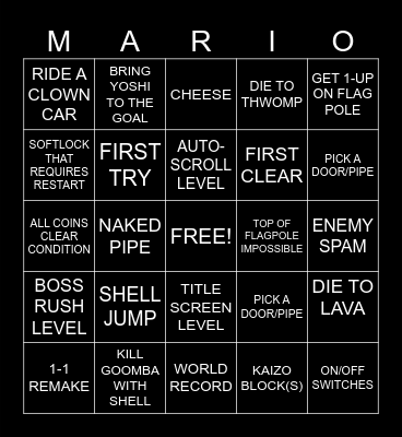Mario Maker 2 Bingo Card