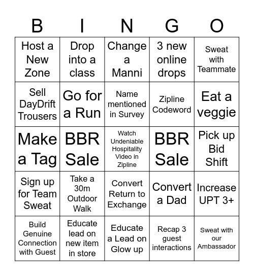 BINGLU Bingo Card