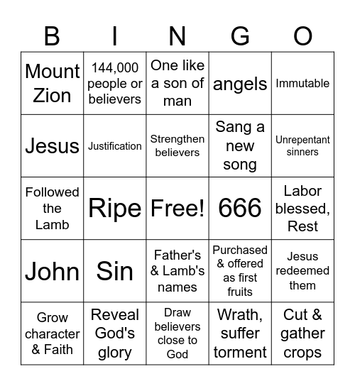 Homework Bingo Lesson 19 Bingo Card