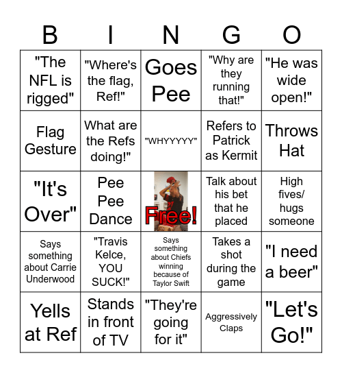David's Football Sunday Bingo Card