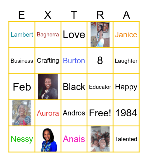 Mrs. Extra Birthday Bingo Card