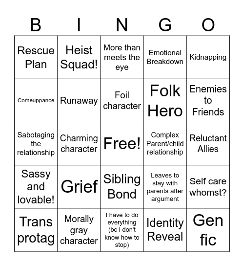 Trope BINGO Card