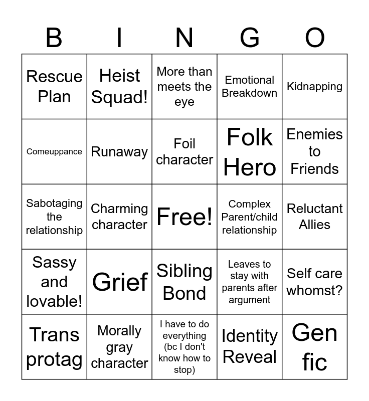 Trope BINGO Card