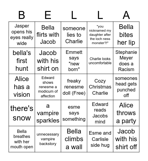 Breaking Dawn pt. 2 Bingo Card