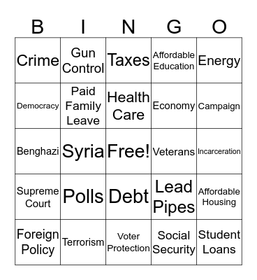Debate BINGO Card