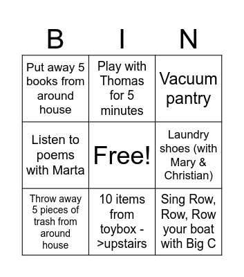 Luke Bingo Card