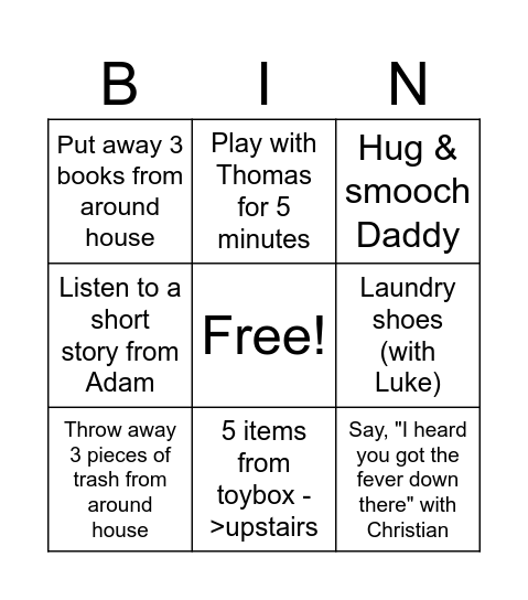 Mary Bingo Card