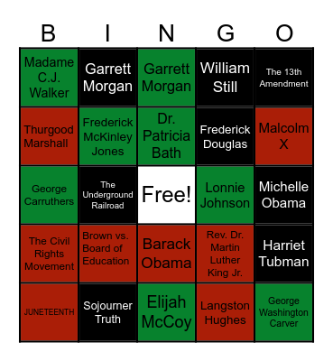 Black History Month Trivia Bingo Card