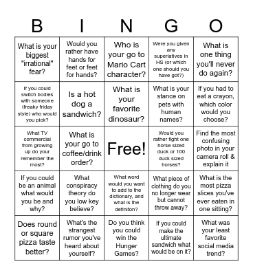 Sig Delt Bingo Card