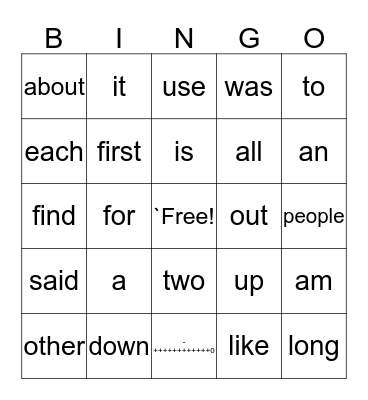 Sight Word Bingo-First 100 Bingo Card