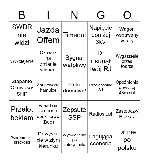 Bingo TD2 Bingo Card