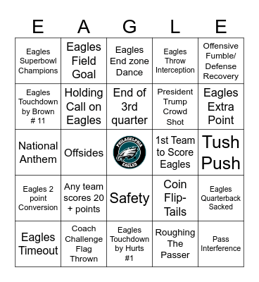 Super Bow LIX Bingo Card