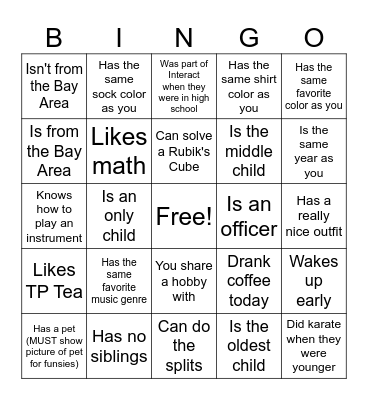 Find Someone Who... Bingo Card