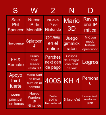 SWITCH 2 DIRECT Bingo Card