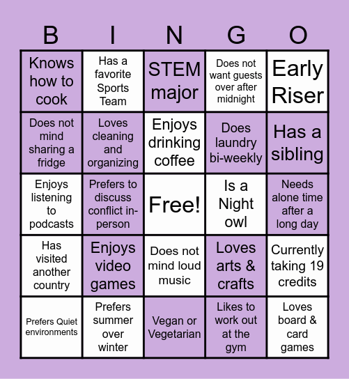 Hot Cocoa & Bingo Mixer! Bingo Card