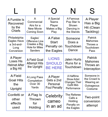 SUPER (GAY TEAMS) BOWL 2025 Bingo Card