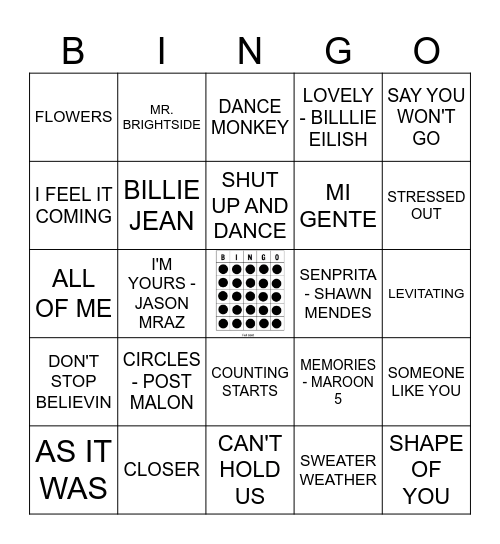 MOST DOWNLOADED ON SPOTIFY Bingo Card