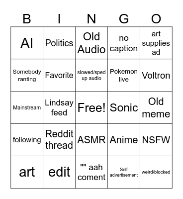 TikTok Bingo Card