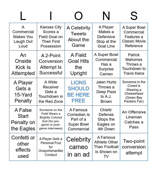 SUPER (GAY TEAMS) BOWL 2025 Bingo Card