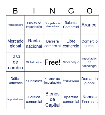 Comercio Global Bingo Card