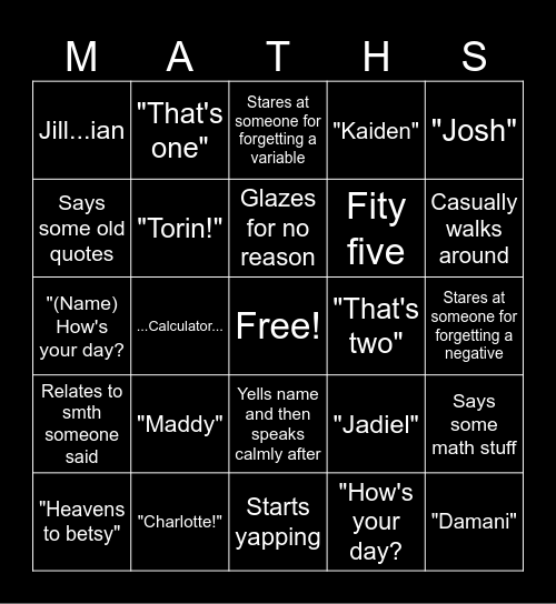 Mrs. Spinella bingo Card