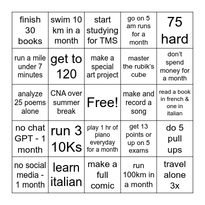 2025 Bingo Card