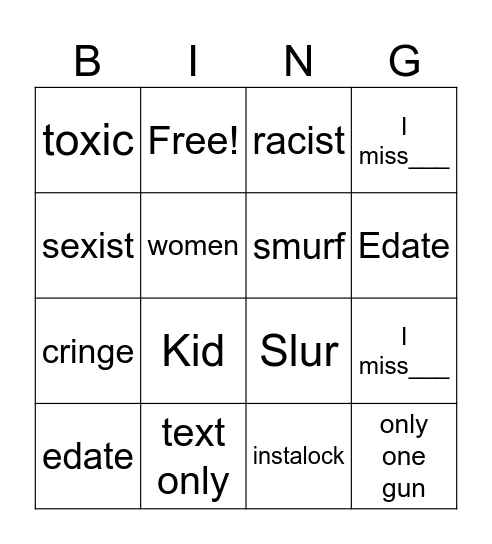 VAL Bingo Card