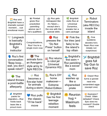 The Wild Robot Bingo Card