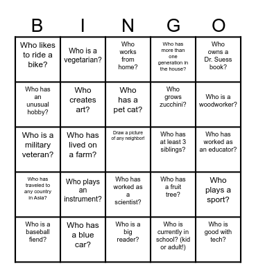 HAROLD Ct. LOVE YOUR NEIGHBOR BINGO! Bingo Card