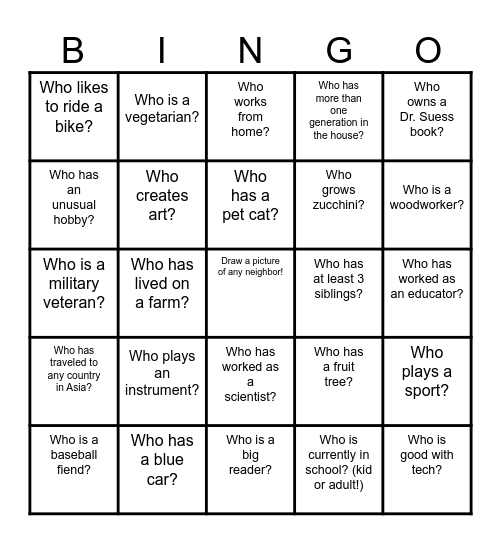 HAROLD Ct. LOVE YOUR NEIGHBOR BINGO! Bingo Card