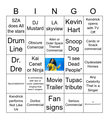 SZA Card Bingo Card